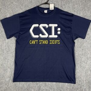 CSI Can't Stand Idiots Graphic T Shirt Navy Blue 2XL NWT Funny Humor Tee Mens